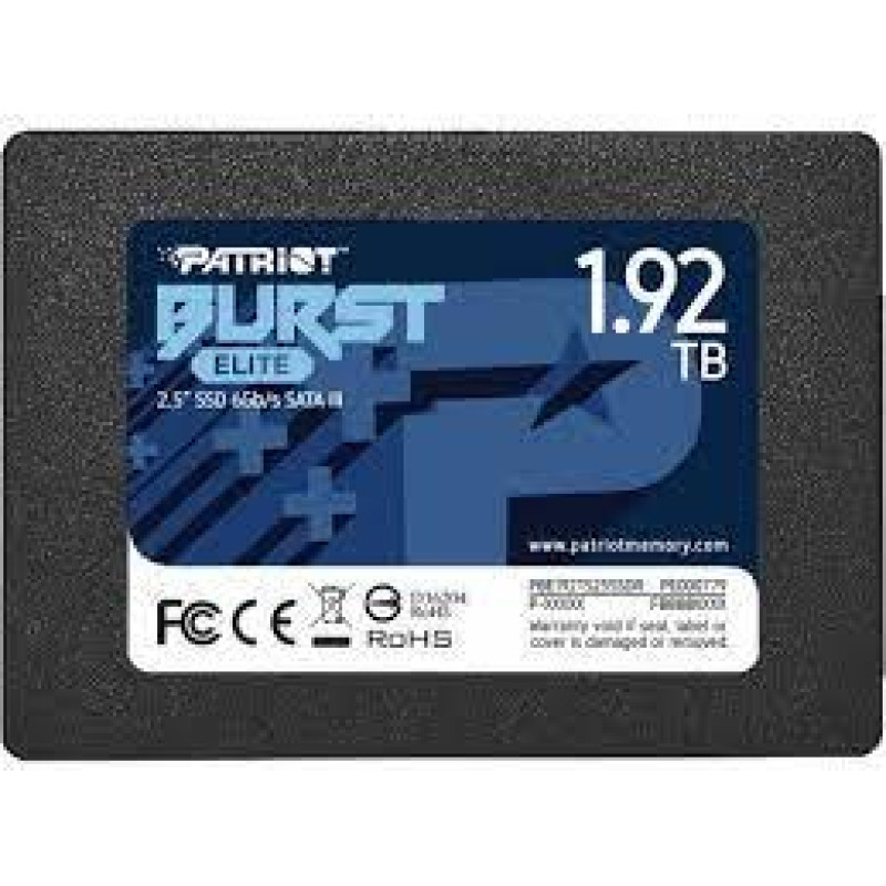 Patriot SSD|PATRIOT|Burst Elite|1.92TB|SATA 3.0|3D NAND|Write speed 320 MBytes/sec|Read speed 450 MBytes/sec|2,5