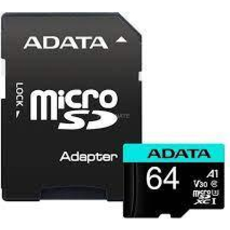 Adata MEMORY MICRO SDXC 64GB W/ADAP./AUSDX64GUI3V30SA2-RA1 ADATA