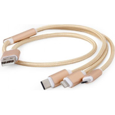 Gembird CABLE USB CHARGING 3IN1 1M/GOLD CC-USB2-AM31-1M-G GEMBIRD