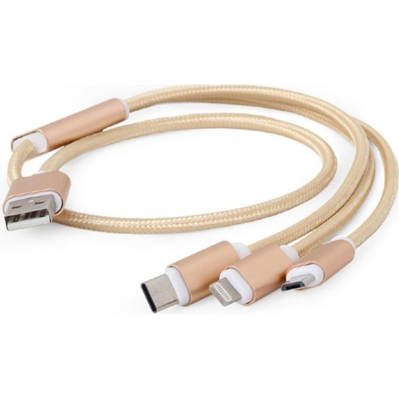 Gembird CABLE USB CHARGING 3IN1 1M/GOLD CC-USB2-AM31-1M-G GEMBIRD