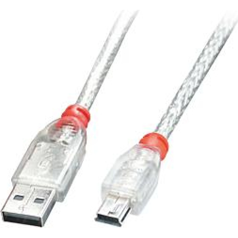 Lindy CABLE USB2 A TO MINI-B 2M/TRANSPARENT 41783 LINDY