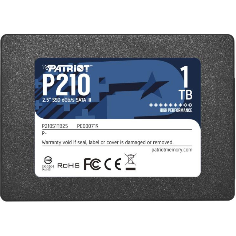 Patriot SSD|PATRIOT|P210|1TB|SATA 3.0|Write speed 430 MBytes/sec|Read speed 520 MBytes/sec|2,5