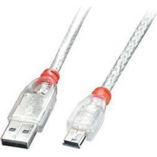 Lindy CABLE USB2 A TO MINI-B 0.2M/TRANSPARENT 41780 LINDY