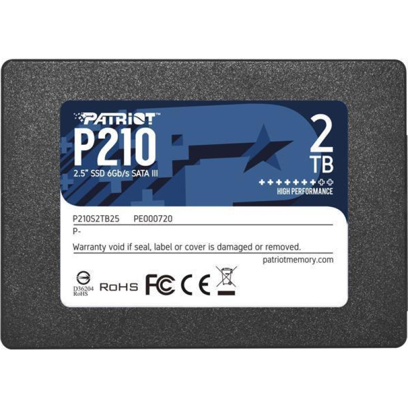 Patriot SSD|PATRIOT|P210|2TB|SATA 3.0|Write speed 430 MBytes/sec|Read speed 520 MBytes/sec|2,5