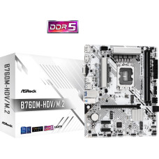 Asrock Mainboard|ASROCK|Intel B760 Express|LGA1700|Micro-ATX|Memory DDR5|Memory slots 2|2xPCI-Express 3.0 1x|1xPCI-Express 4.0 16x|1xM.2|1x15pin D-sub|1xHDMI|1xDisplayPort|1xAV-In|1xAV-out|1xMicrophone|2xUSB 2.0|3xUSB 3.2|1xUSB-C|1xRJ45|B760M-HDV/M.2