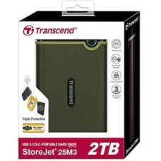 Transcend External HDD|TRANSCEND|StoreJet|2TB|USB 3.0|Colour Green|TS2TSJ25M3G