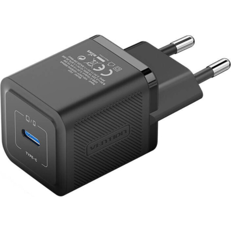 Vention MOBILE CHARGER WALL 20W USB-C/1P BLACK FEPB0-EU VENTION