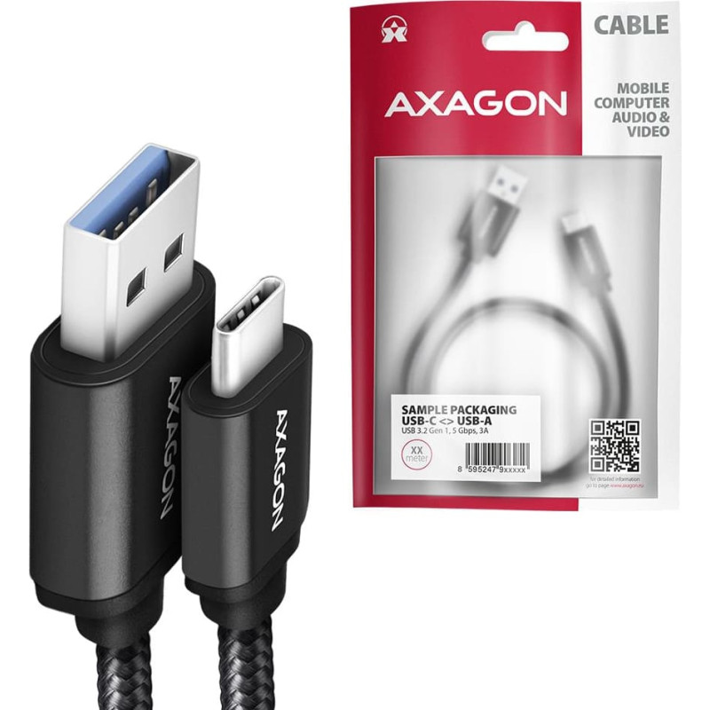 Axagon CABLE USB-C TO USB3.2 1.5M/BLACK BUCM3-AM15AB AXAGON