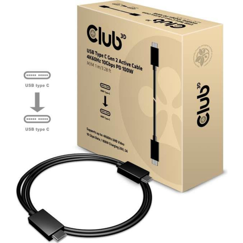Club3D CABLE USB-C TO USB-C 1M/M/M CAC-1522 CLUB3D