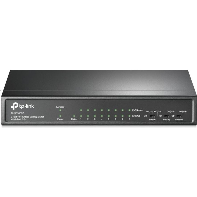 Tp-Link Switch|TP-LINK|Desktop/pedestal|9x10Base-T / 100Base-TX|PoE+ ports 8|TL-SF1009P