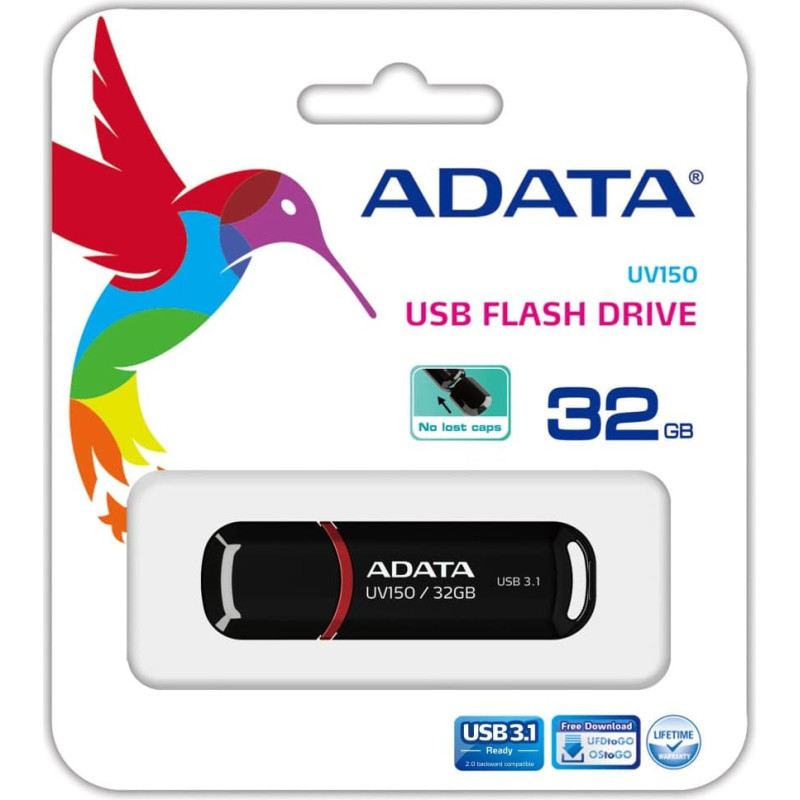Adata MEMORY DRIVE FLASH USB3.1 32GB/BLACK AUV150-32G-RBK ADATA