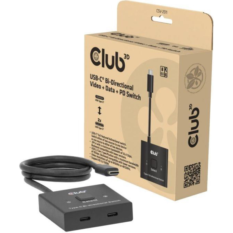 Club3D VIDEO SWITCH USB-C 2PORT/CSV-2511 CLUB3D