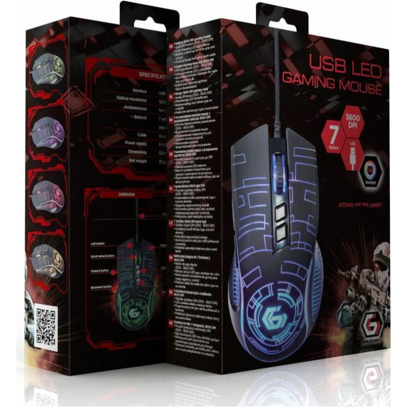 Gembird MOUSE USB OPTICAL GAMING/BLACK MUSG-RGB-01 GEMBIRD