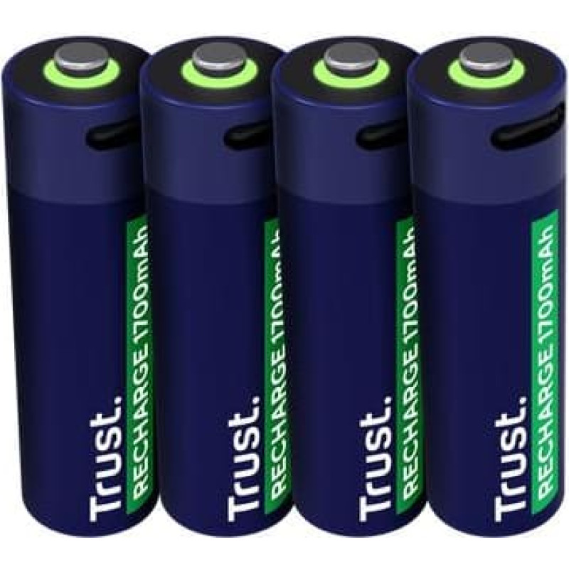 Trust BATTERY RECH. LI-ION AA 1.5V/1700MAH USB-C 4P 25631 TRUST