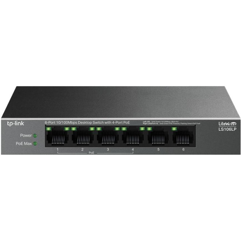 Tp-Link Switch|TP-LINK|LS106LP|Desktop/pedestal|6x10Base-T / 100Base-TX|PoE ports 4|LS106LP