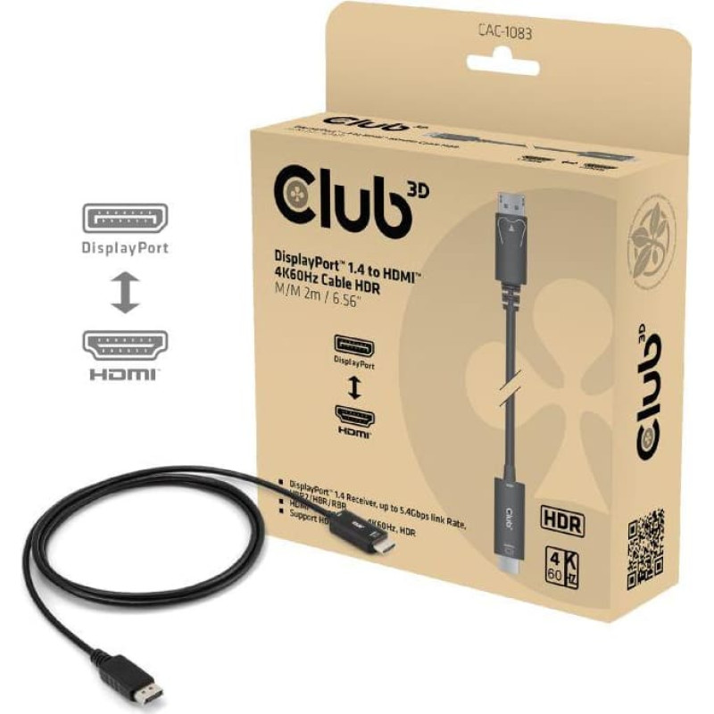 Club3D CABLE DP TO HDMI 2M/CAC-1083 CLUB3D