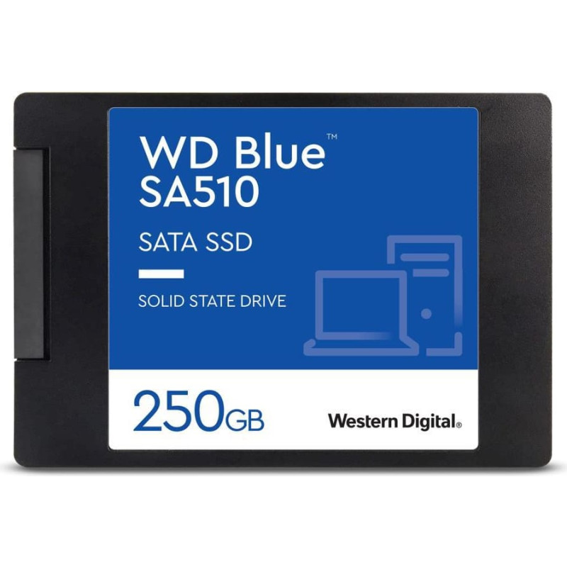 Western Digital SSD|WESTERN DIGITAL|Blue SA510|250GB|SATA 3.0|Write speed 440 MBytes/sec|Read speed 555 MBytes/sec|2,5"|TBW 100 TB|MTBF 1750000 hours|WDS250G3B0A