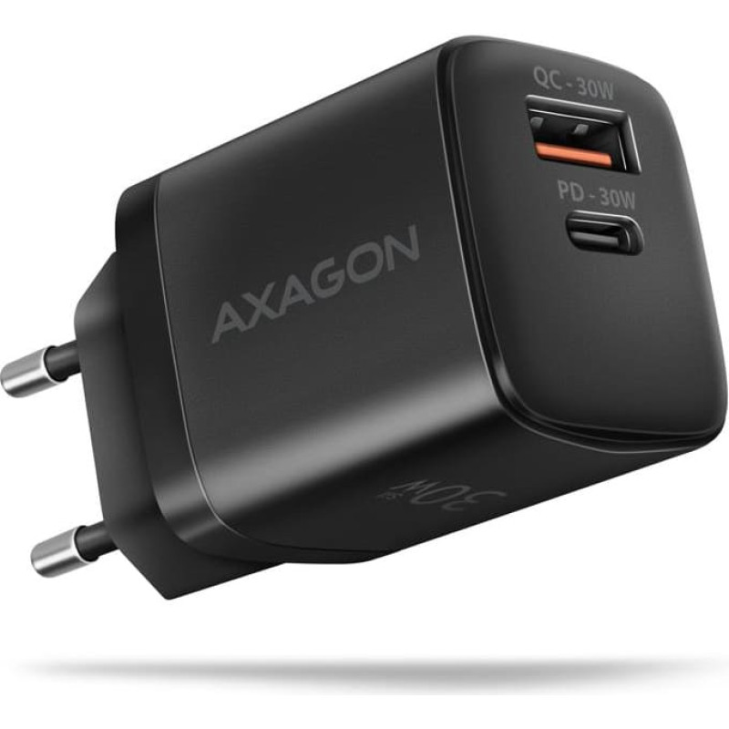 Axagon MOBILE CHARGER WALL USB 30W/2PORT BLACK ACU-PQ30 AXAGON