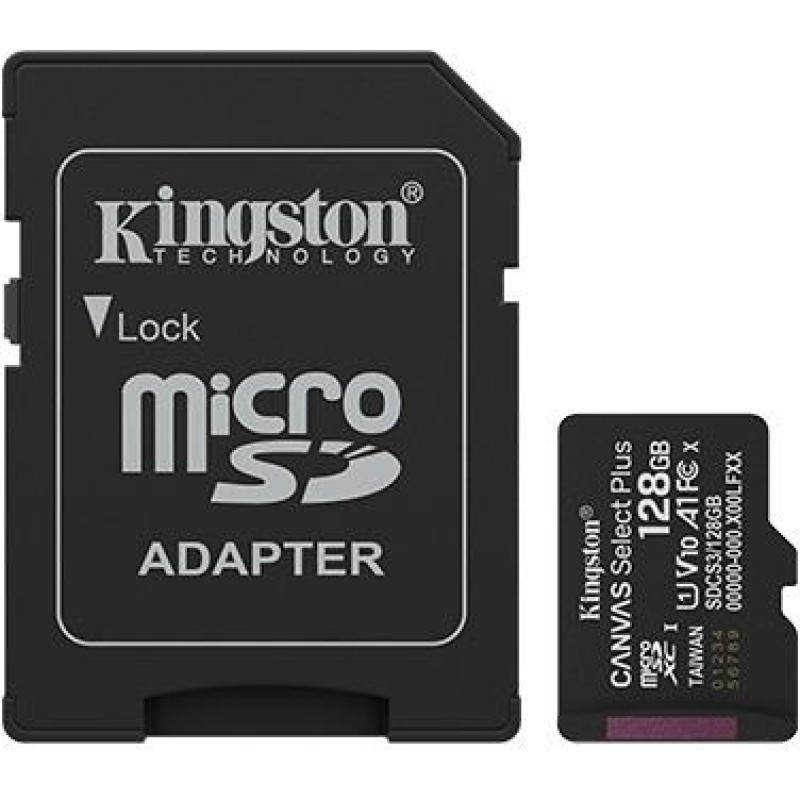 Kingston MEMORY MICRO SDXC 128GB UHS-I/W/ADAPTER SDCS3/128GB KINGSTON