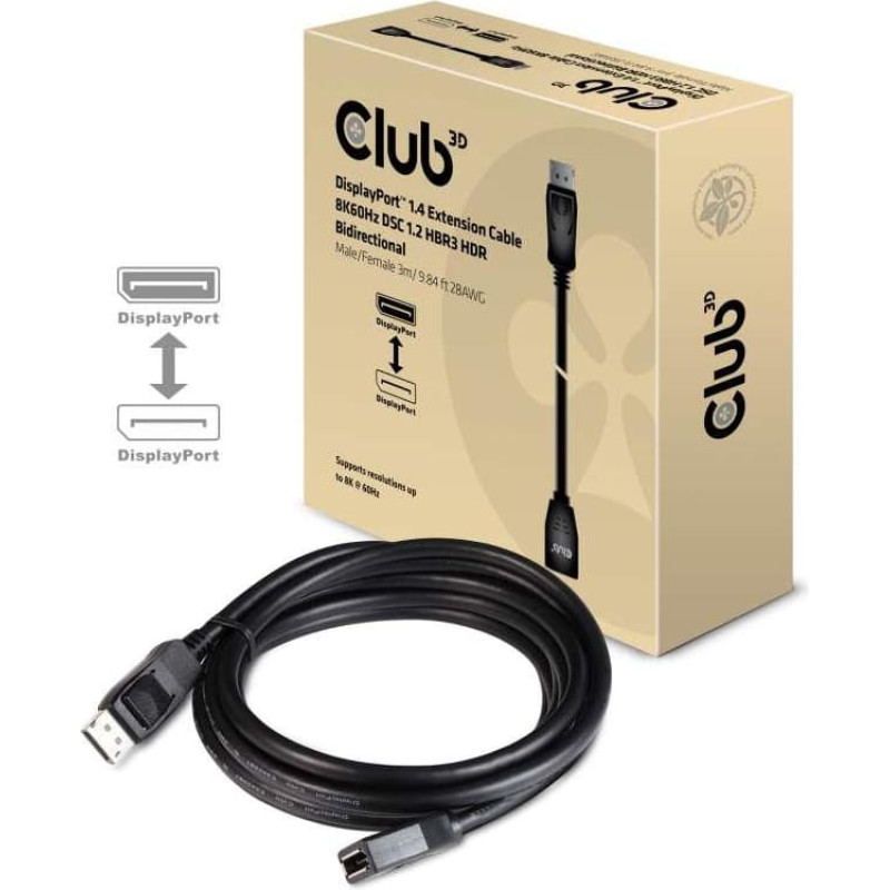 Club3D CABLE DP TO DP 3M/M/F CAC-1023 CLUB3D