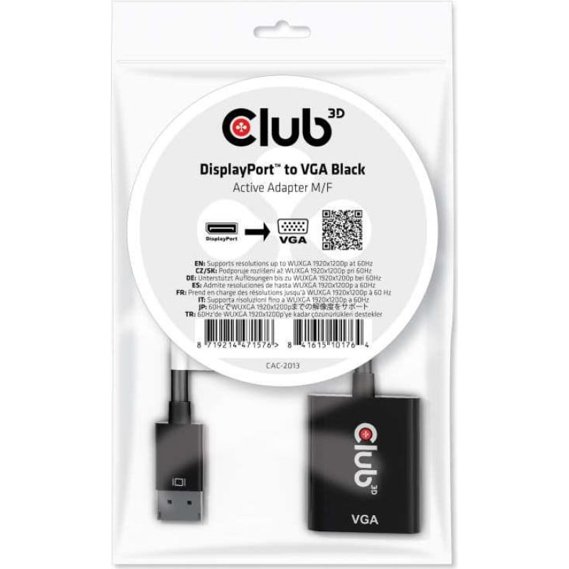 Club3D I/O ADAPTER DP TO VGA/M/F CAC-2013 CLUB3D