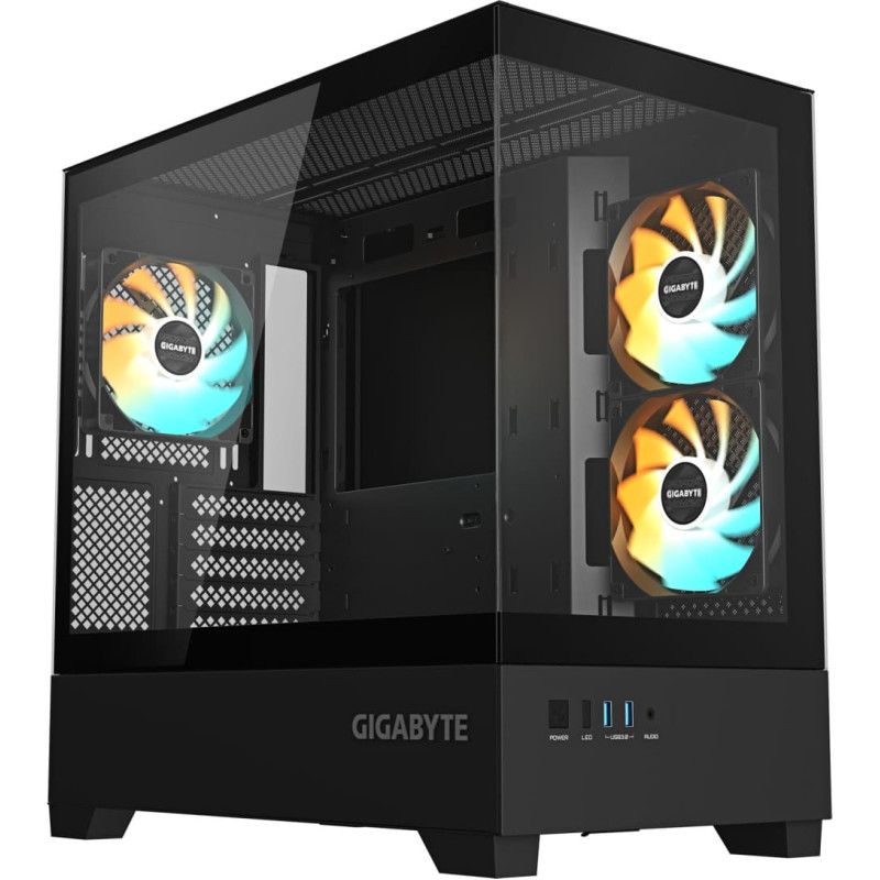 Gigabyte Case|GIGABYTE|C201 PANORAMIC|MidiTower|Case product features Rackmountable/Removeable HDD basket/Transparent panel|Not included|MicroATX|MiniITX|Colour Black|GB-C201P