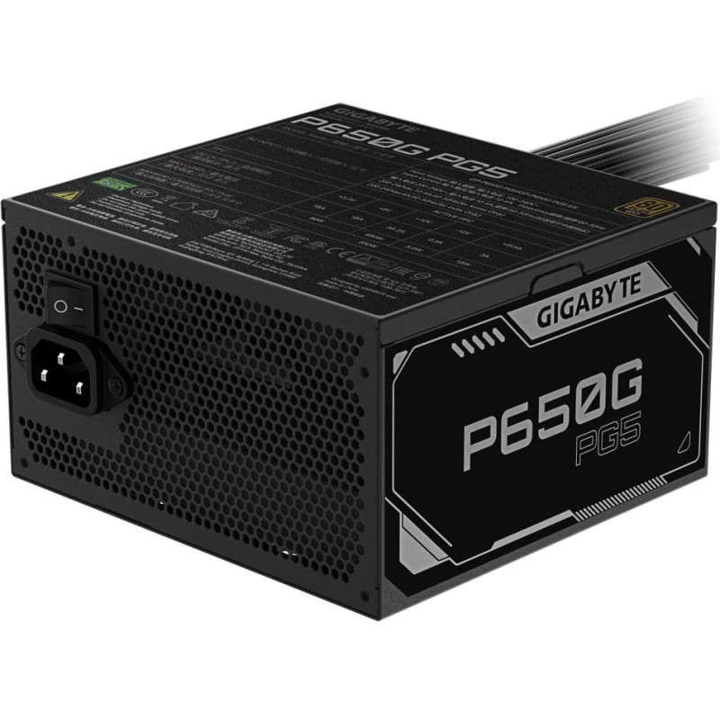 Gigabyte Power Supply|GIGABYTE|GP-P650G PG5|ATX 3.1|650 Watts|Efficiency 80 PLUS GOLD|PFC Active|MTBF 100000 hours|GP-P650GPG5