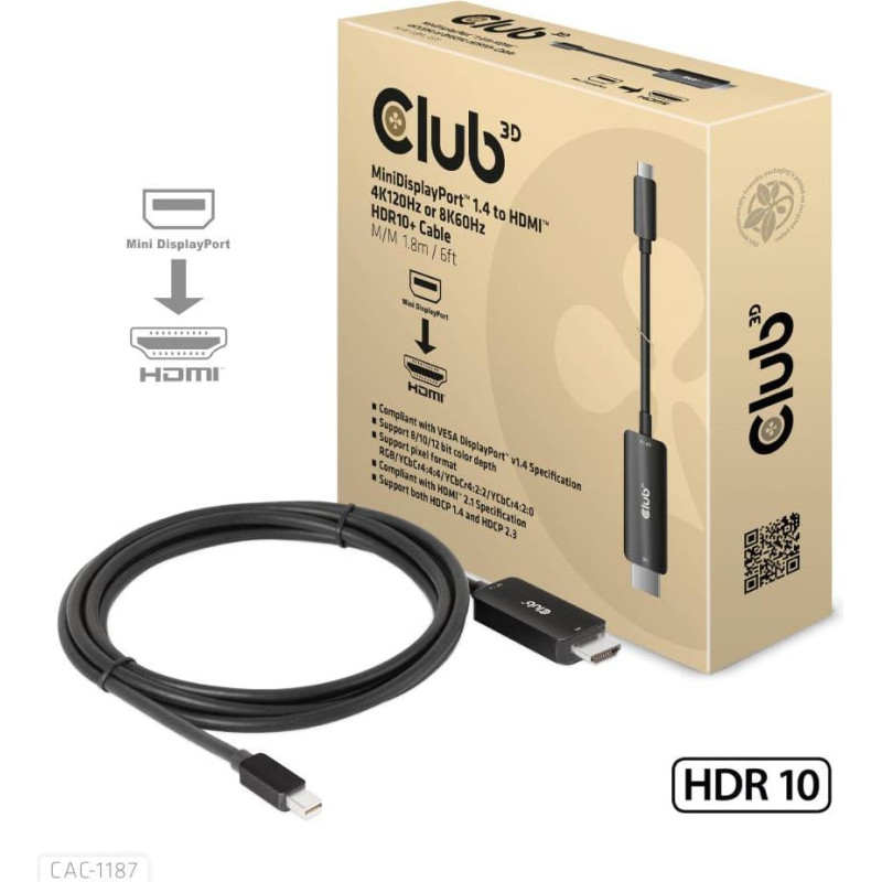 Club3D CABLE MINIDP TO HDMI 1.8M/M/M CAC-1187 CLUB3D