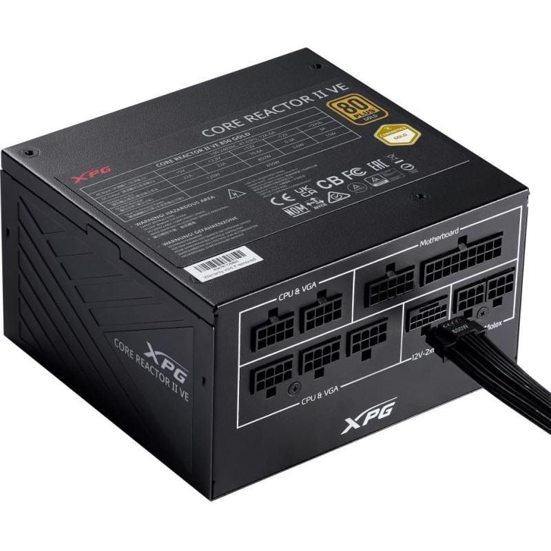 Adata Power Supply|ADATA|CORE REACTOR II VE|750 Watts|Efficiency 80 PLUS GOLD|PFC Active|MTBF 100000 hours|COREREACTORIIVE750G-BKCEU