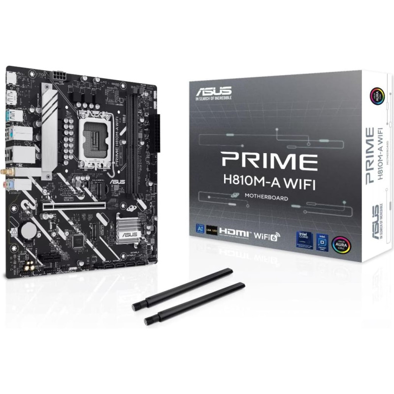 Asus Mainboard|ASUS|Intel H810|LGA1851|Micro-ATX|Memory DDR5|Memory slots 2|PRIMEH810M-AWIFI