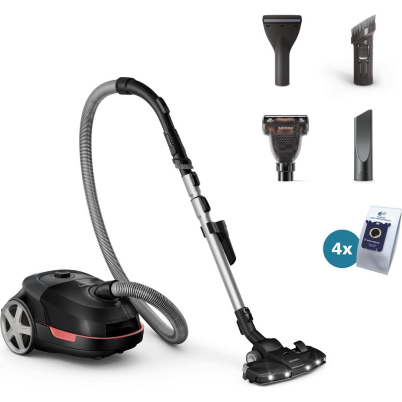 Philips Vacuum Cleaner|PHILIPS|Bagged|900 Watts|Capacity 4 l|Noise 77 dB|Black|Weight 4.6 kg|XD6142/12