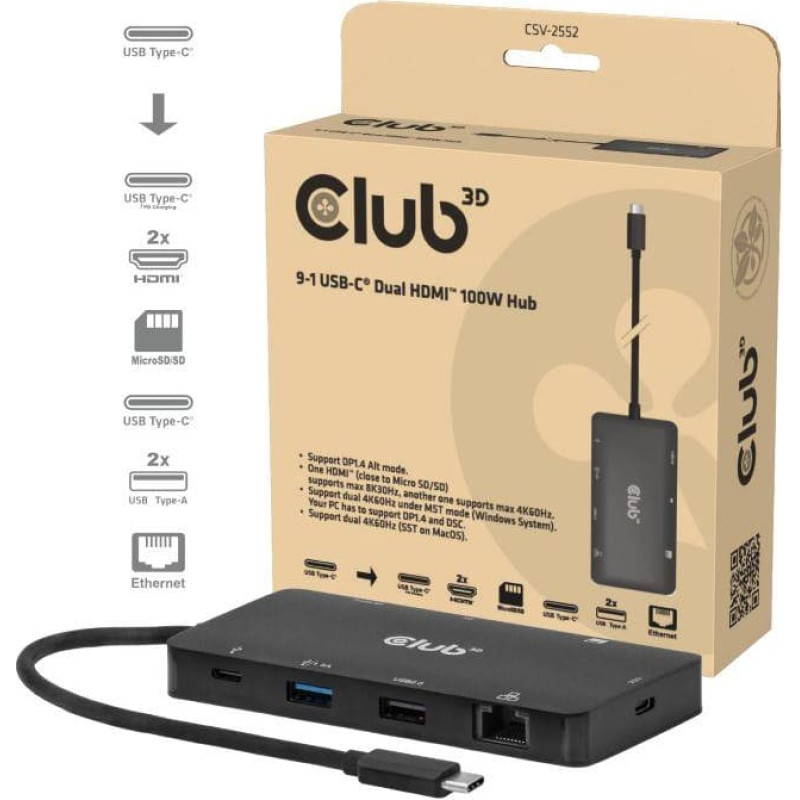 Club3D I/O HUB 9IN1 USB-C/100W CSV-2552 CLUB3D