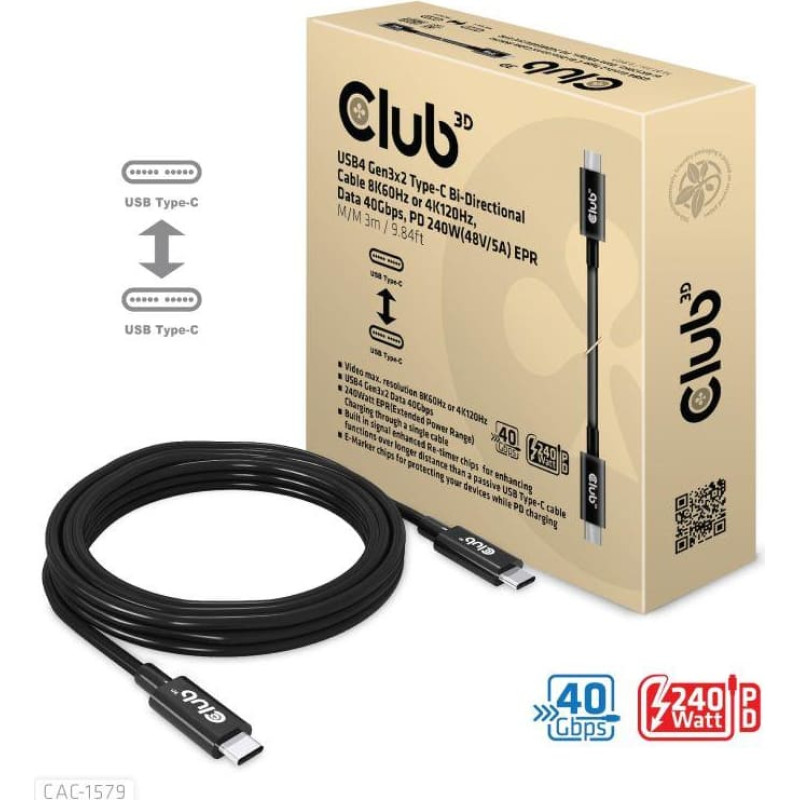 Club3D CABLE USB-C 3M/M/M CAC-1579 CLUB3D