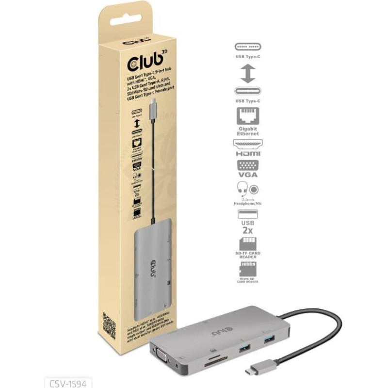 Club3D I/O HUB 9IN1 USB-C/CSV-1594 CLUB3D