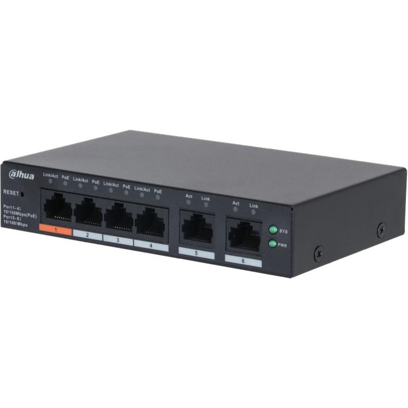 Dahua Switch|DAHUA|DH-CS4006-4ET2ET-60|Type L2|PoE ports 4|60 Watts|CS4006-4ET2ET-60