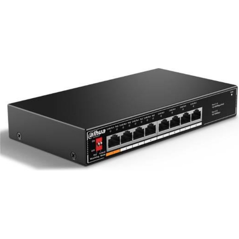 Dahua Switch|DAHUA|Desktop/pedestal|8x10Base-T / 100Base-TX|PoE ports 4|60 Watts|SF1008LP