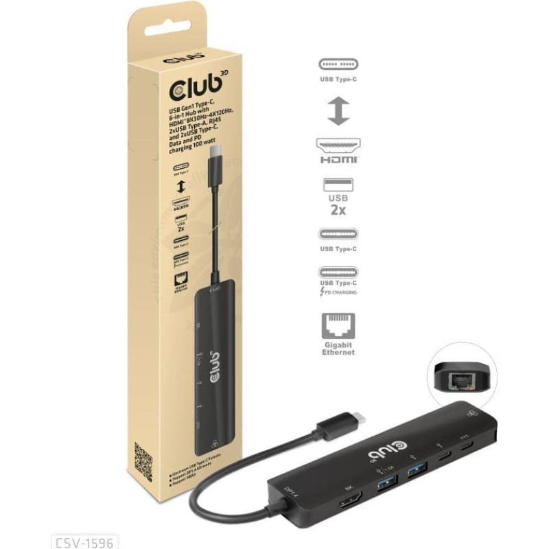 Club3D I/O HUB 6IN1 USB-C/CSV-1596 CLUB3D