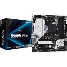 Asrock Mainboard|ASROCK|AMD B550|SAM4|MicroATX|1xPCI-Express 3.0 1x|1xPCI-Express 3.0 16x|1xM.2|1xPCI-Express 4.0 16x|Memory DDR4|Memory slots 4|1x15pin D-sub|1xHDMI|1xDisplayPort|2xUSB 2.0|1xUSB type C|5xUSB 3.2|1xPS/2|1xRJ45|3xAudio port|B550MPRO4