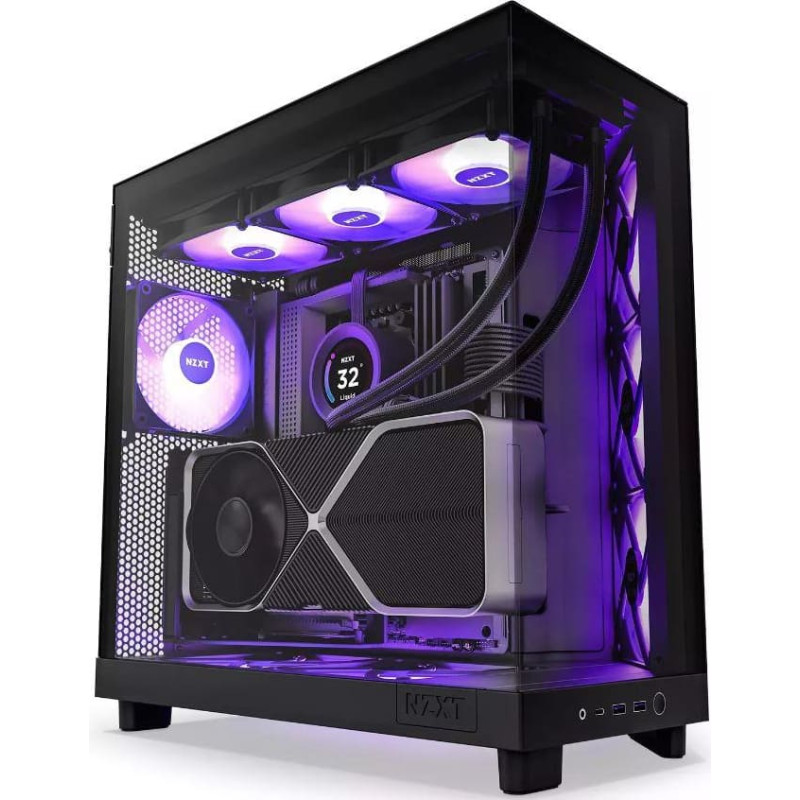 Nzxt Case|NZXT|H6 Flow RGB|MidiTower|Case product features Transparent panel|Not included|ATX|MicroATX|MiniITX|Colour Black|CC-H61FB-R1