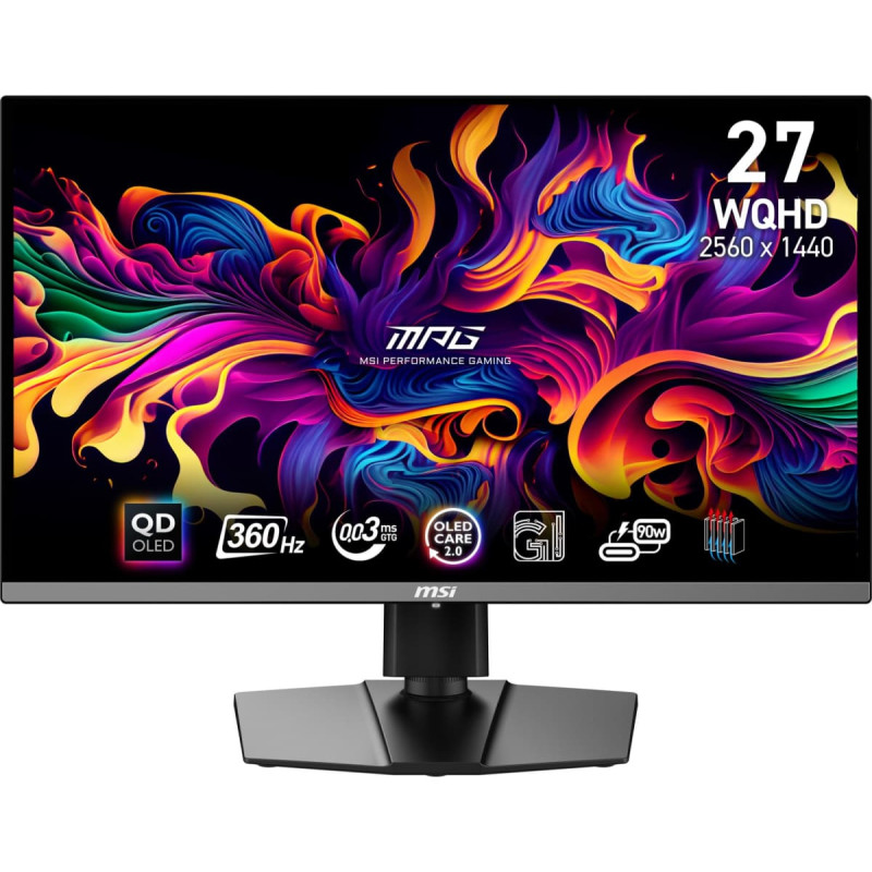 MSI Monitor|MSI|MPG 271QRX QD-OLED|26.5"|Gaming|Panel QD-OLED|2560x1440|16:9|360Hz|Matte|0.03 ms|Swivel|Pivot|Height adjustable|Tilt|Colour Black|MPG271QRXQD-OLED