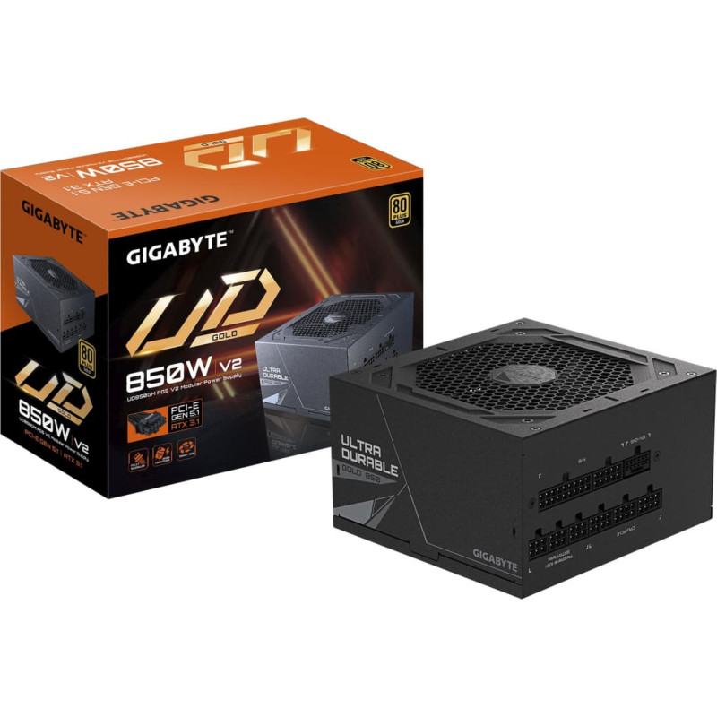 Gigabyte Power Supply|GIGABYTE|UD850GM PG5 V2|ATX 3.1|850 Watts|Efficiency 80 PLUS GOLD|PFC Active|MTBF 100000 hours|GP-UD850GMPG5V2