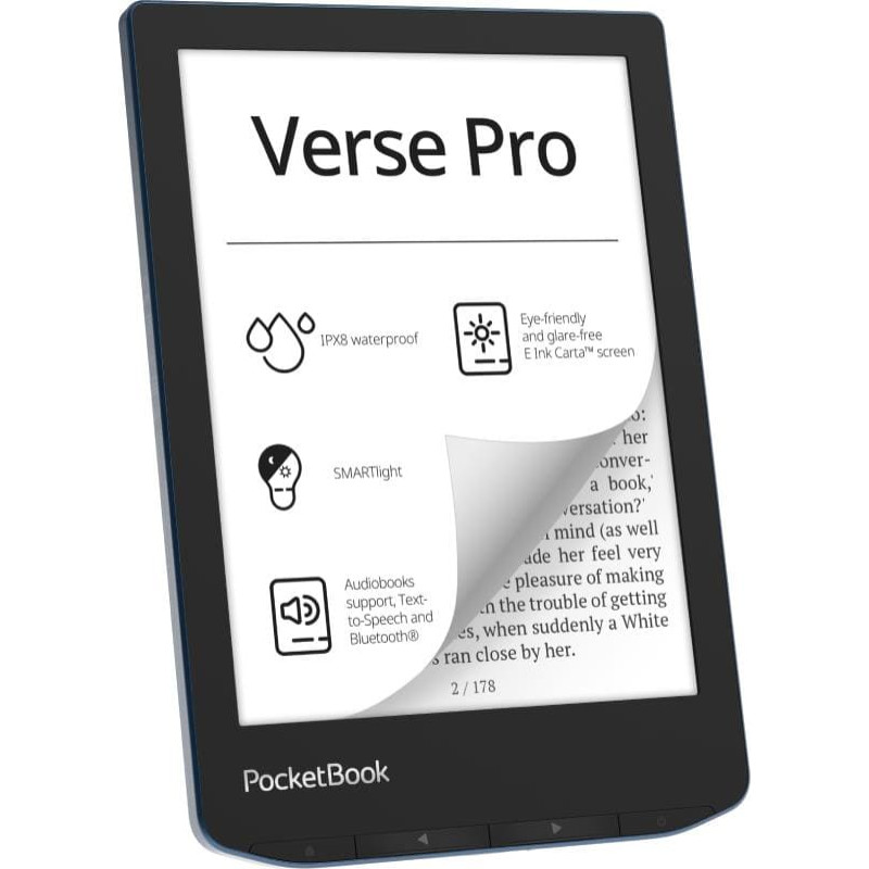 Pocketbook E-Reader|POCKETBOOK|Verse Pro|6"|1072x1448|1xUSB-C|Wireless LAN|Bluetooth|Azure|PB634-A-WW