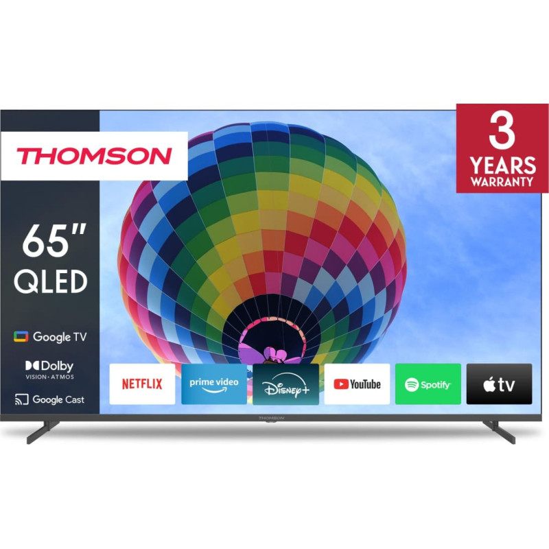 Thomson TV Set|THOMSON|65"|4K/Smart|QLED|3840x2160|Wireless LAN|Bluetooth|Google TV|Dark Grey|65QG4S14