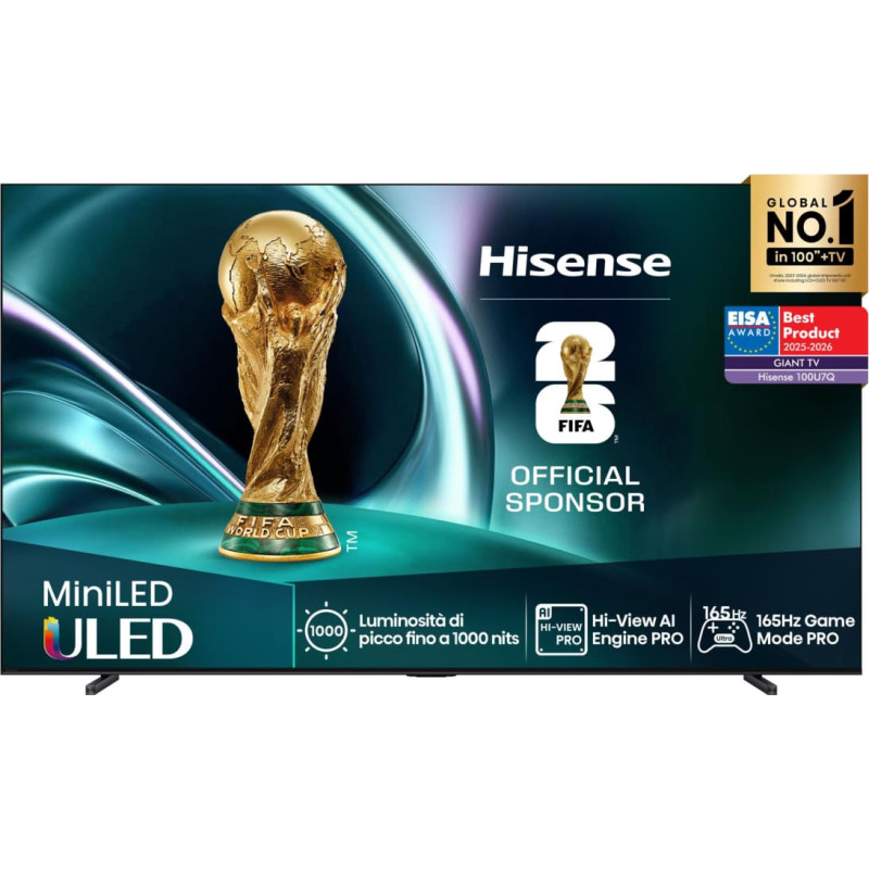 Hisense TV Set|HISENSE|100 "|4K Ultra HD|3840 x 2160 pixels|Flat|16:9|ULED|100U7Q