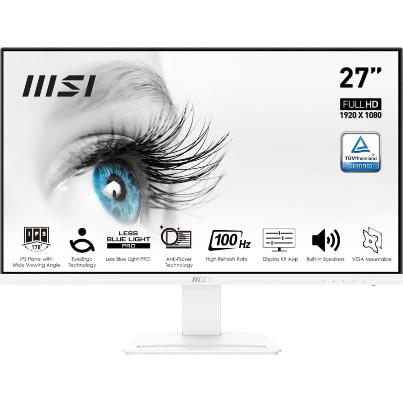 MSI LCD Monitor|MSI|PRO MP273AW|27"|Business|Panel IPS|1920x1080|16:9|100Hz|Matte|4 ms|Speakers|Tilt|Colour White|PROMP273AW