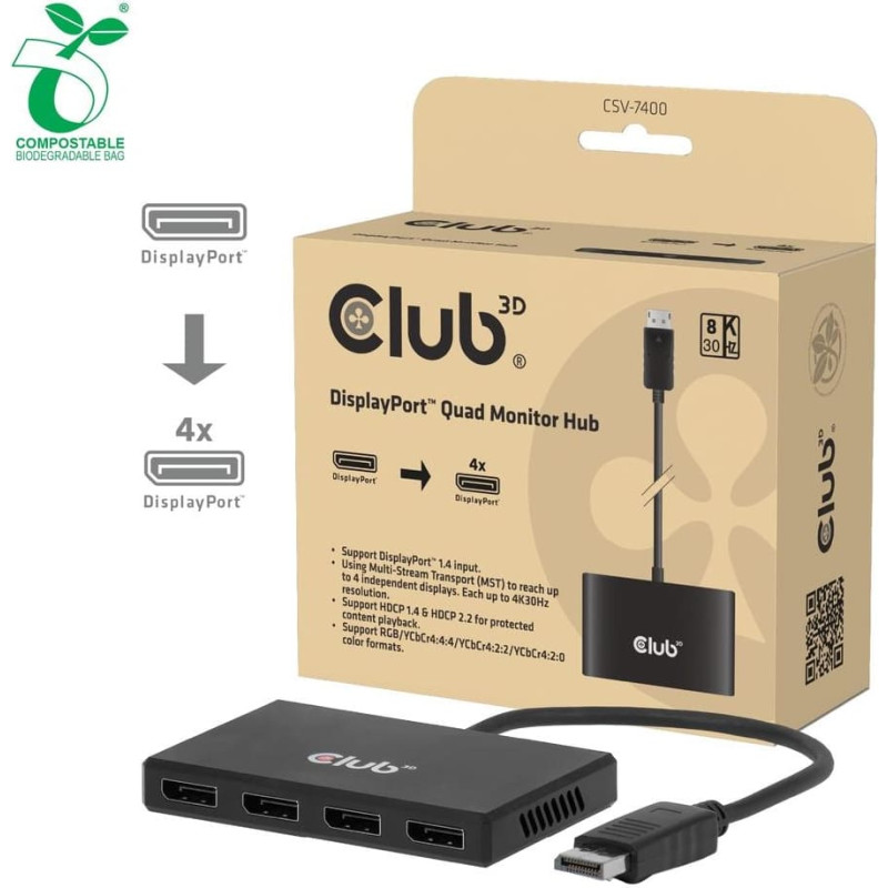 Club3D I/O ADAPTER DP TO DP QUAD/CSV-7400 CLUB3D