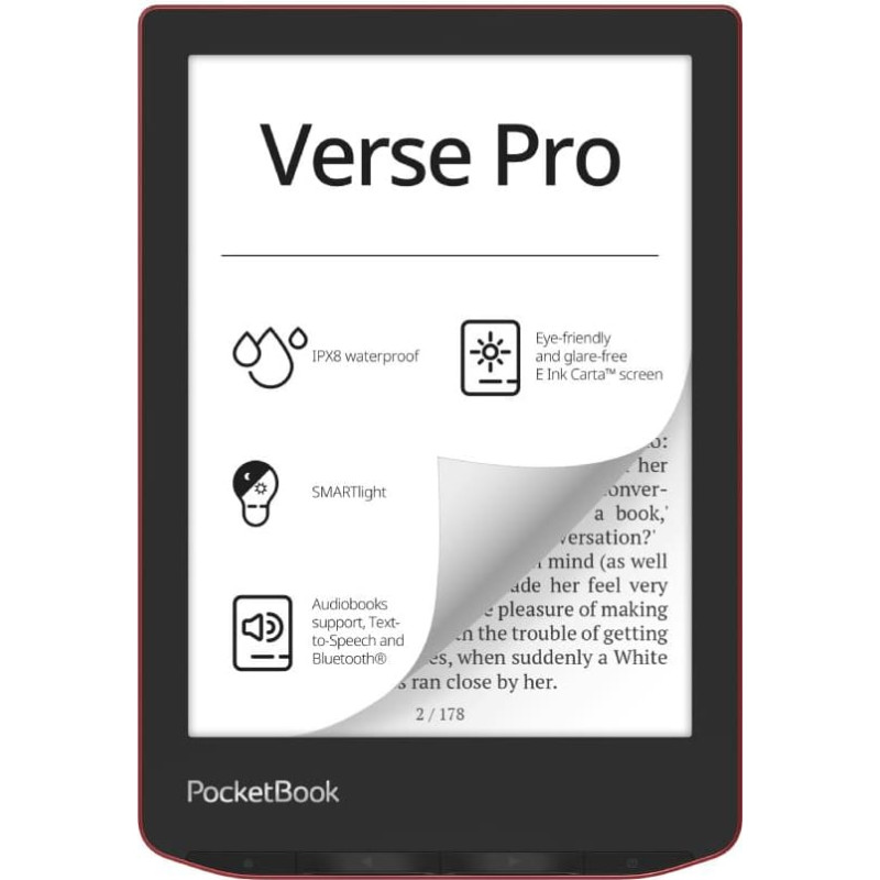 Pocketbook E-Reader|POCKETBOOK|Verse Pro|6"|1072x1448|1xUSB-C|Wireless LAN|Bluetooth|Red|PB634-3-WW