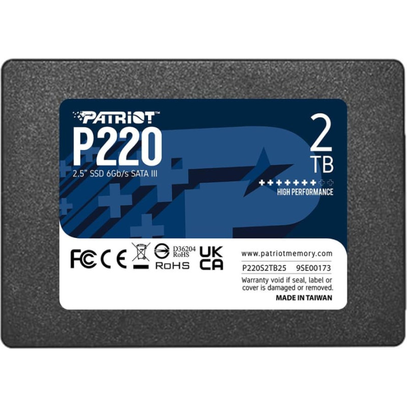 Patriot SSD|PATRIOT|P220|2TB|SATA|Write speed 500 MBytes/sec|Read speed 550 MBytes/sec|2,5"|TBW 960 TB|P220S2TB25