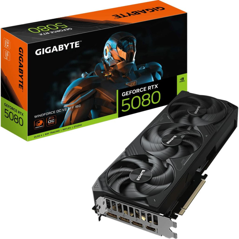 Gigabyte Graphics Card|GIGABYTE|NVIDIA|GeForce RTX 5080|2670 MHz|16 GB|GDDR7|256 bit|PCI Express x16 5.0|Active|GV-N5080WF3OCV2-16GD