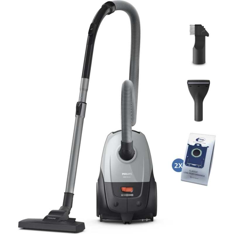 Philips Vacuum Cleaner|PHILIPS|Input power 850 W|Dust capacity 3 L|Cylinder vacuum|Cleaning type Dry|Dust container Dust bag|Colour Black/Grey|XD2142/12